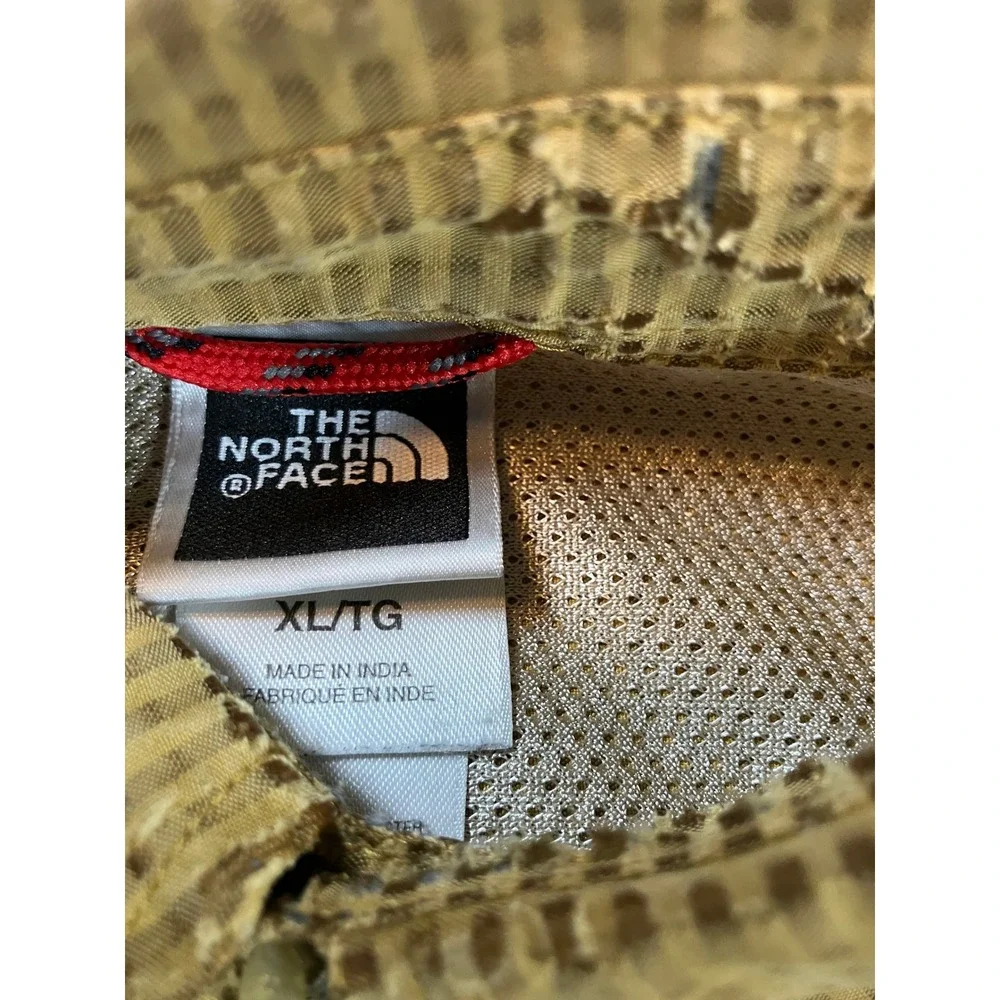 The North Face Mens XL Checkered Yellow Brown Long Sleeve Button Up Hiking Shirt